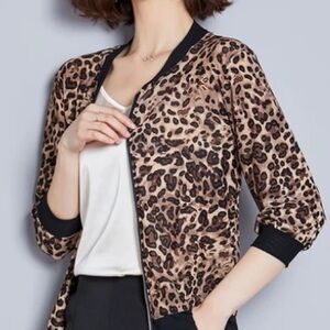 Womens Jackets Plus Size Short Female Coat Zipper 3/4 Sleeve Polka Flower Dot